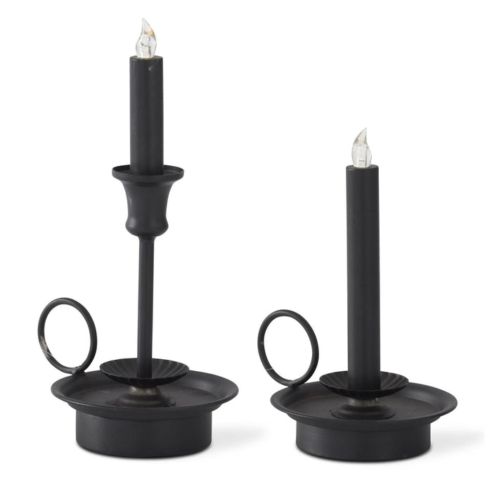 Black Colonial LED Candle w/Timer, 2 size options