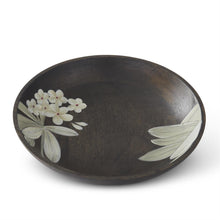 Load image into Gallery viewer, 10 Inch Dark Brown Wood White Floral Hand-painted Bowl