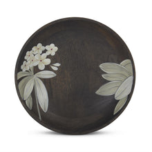 Load image into Gallery viewer, 10 Inch Dark Brown Wood White Floral Hand-painted Bowl