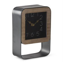 Load image into Gallery viewer, 8.75 Inch Black Metal &amp; Wood Rectangular Framed Square Clock