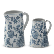 Load image into Gallery viewer, Navy Blue &amp; White Porcelain Chinoiserie Pitcher, 2 SIZE OPTIONS