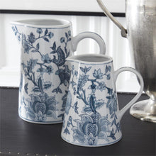 Load image into Gallery viewer, Navy Blue &amp; White Porcelain Chinoiserie Pitcher, 2 SIZE OPTIONS