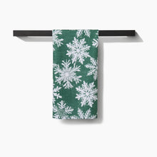 Load image into Gallery viewer, Snowy Days Green Tea Towel