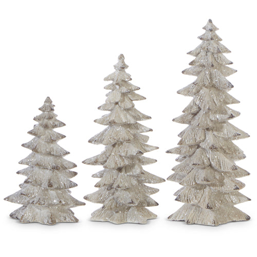 WHITE GLITTERED TREES, 3 size options