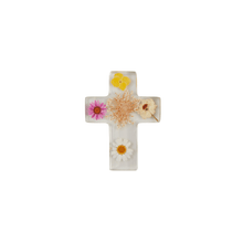 Load image into Gallery viewer, Dried Yellow Flower Resin Cross