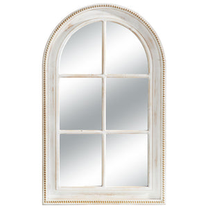 WHITEWASH BEADED EDGE WINDOWPANE MIRROR