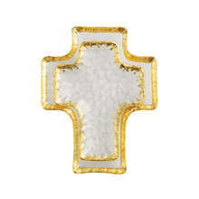 Load image into Gallery viewer, Gold Glass Cross Nested Tidbit Trays