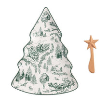 Load image into Gallery viewer, Green Toile Tree Platter