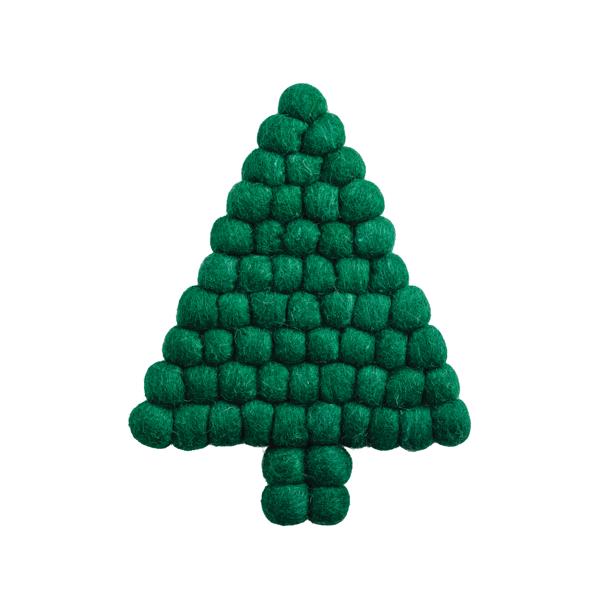Green Tree Felted Pom Trivet