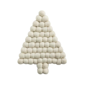 White Tree Felted Pom Trivet