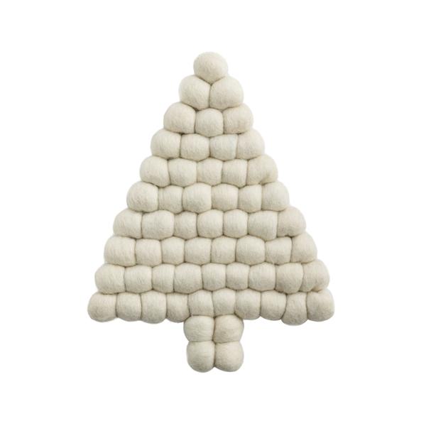 White Tree Felted Pom Trivet