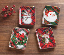 Load image into Gallery viewer, Snowman Tartan Tidbit Tray