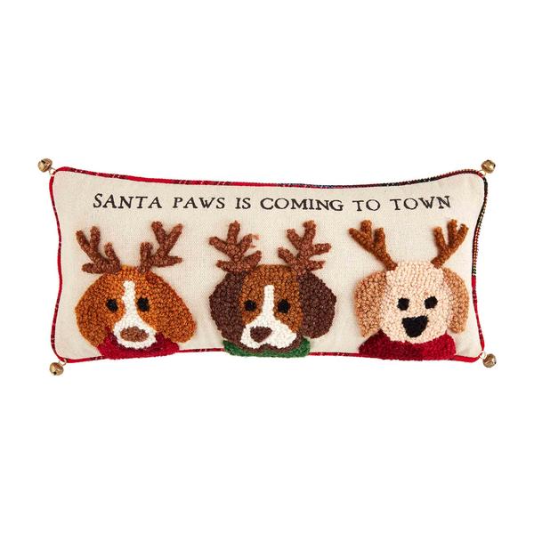 Santa Paws Dog Jingle Hooked Pillow