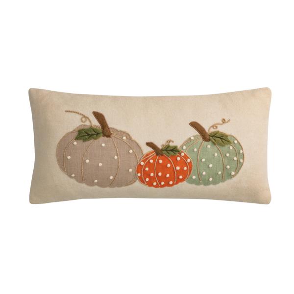 Lumbar French Knot Pumpkin Pillow