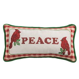Lumbar Cardinal Needlepoint Pillow