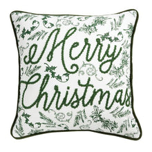 Load image into Gallery viewer, Green Toile Merry Christmas Pillow