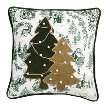 Load image into Gallery viewer, Green Toile Trees Pillow