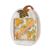Load image into Gallery viewer, White Pumpkin Plate Napkin Set