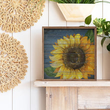 Load image into Gallery viewer, Denim Sunflower Wood Plank Frame