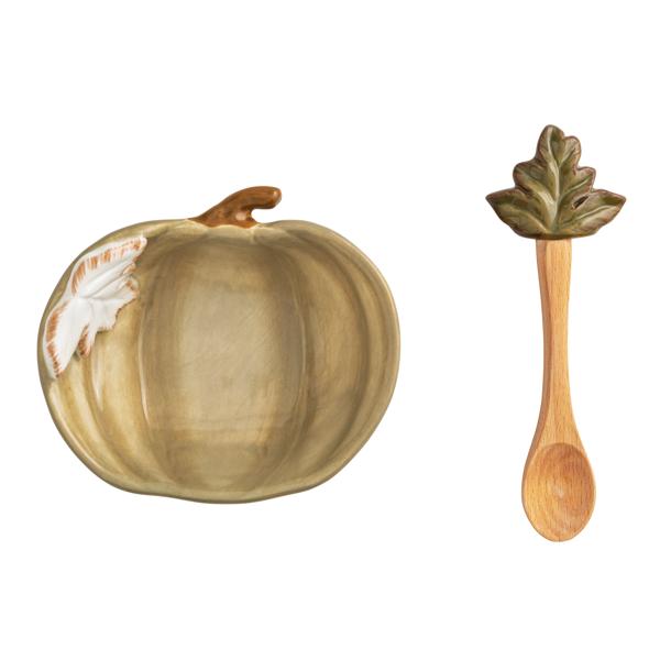 Taupe Pumpkin Dip Bowl Set