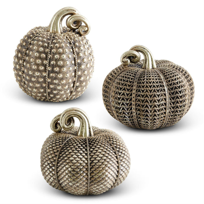 Antique Gold Textured Pumpkins (3 Styles)