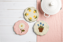 Load image into Gallery viewer, Felted Yellow Floral Trivet