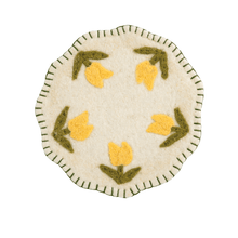Load image into Gallery viewer, Felted Yellow Floral Trivet