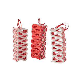 RED AND WHITE RIBBON CANDY ORNAMENT