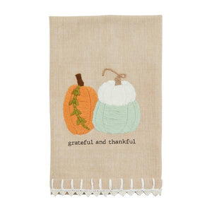 Triple Pumpkin Crochet Trim Towel