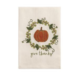 Wreath Give Thanks Velvet Towel