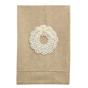 Wreath White Christmas Pearl Towel
