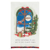 Christmas Window Scene Tartan Hem Towel