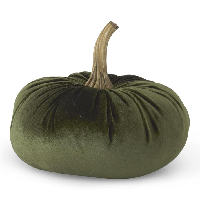 7.25 Inch Green Velvet Stuffed Pumpkin