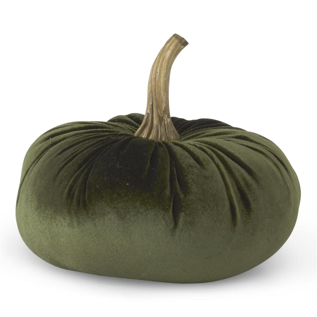 7.25 Inch Green Velvet Stuffed Pumpkin