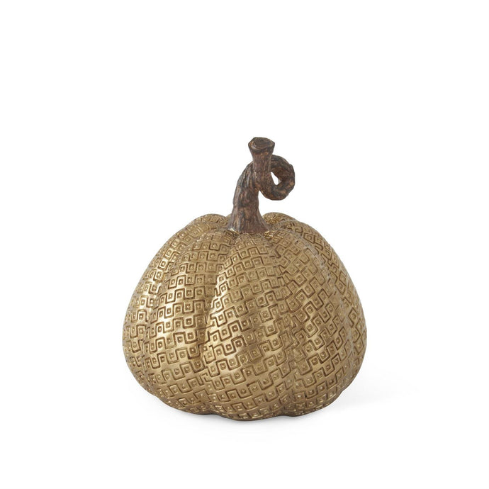 5.25 Inch Gold Resin Maze Embossed Pumpkin