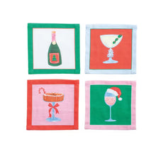 Load image into Gallery viewer, Champagne Holiday Cocktail Napkin Set