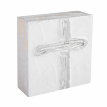 Load image into Gallery viewer, Small Silver Cross Decorative Block
