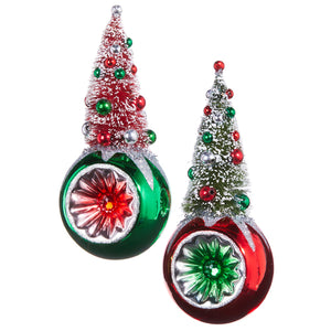 BOTTLE BRUSH TREE REFLECTOR ORNAMENT