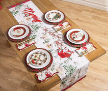 Load image into Gallery viewer, Vintage Santa Scene Table Runner