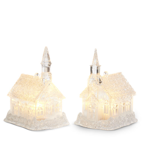 ICED LIGHTED CHURCH ORNAMENT