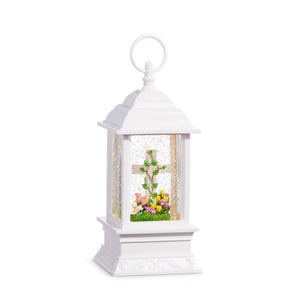 CROSS AND TULIPS LIGHTED WATER LANTERN