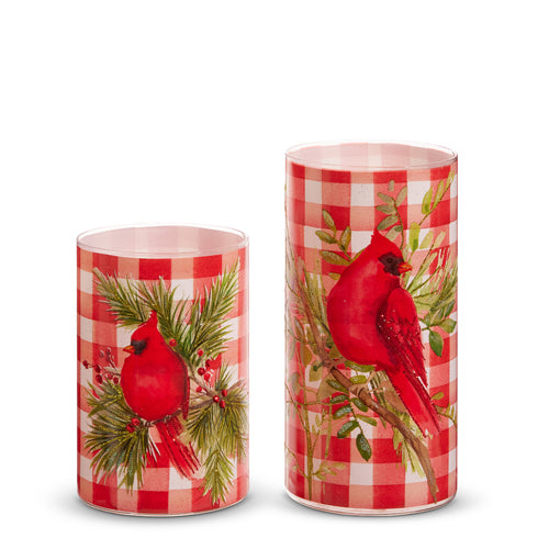 GINGHAM CARDINAL ON BRANCH CONTAINER