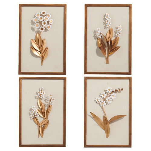 PRESSED METAL FLOWER FRAMED WALL ART