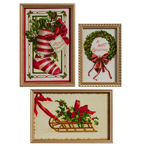 VINTAGE CHRISTMAS WISHES FRAMED WALL ART