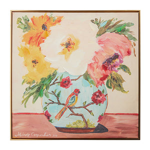 BIRD ON VASE FRAMED WALL ART