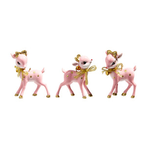 PINK RETRO DEER ORNAMENT