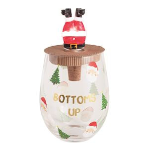Bottoms Up Glass & Light-Up Stopper Set