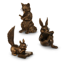 Load image into Gallery viewer, 6.25" Antique Gold Reading Forest Friend, 3 style options