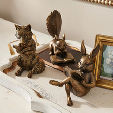 Load image into Gallery viewer, 6.25" Antique Gold Reading Forest Friend, 3 style options