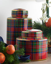 Load image into Gallery viewer, 8" Tartan Plaid Decorative Jar